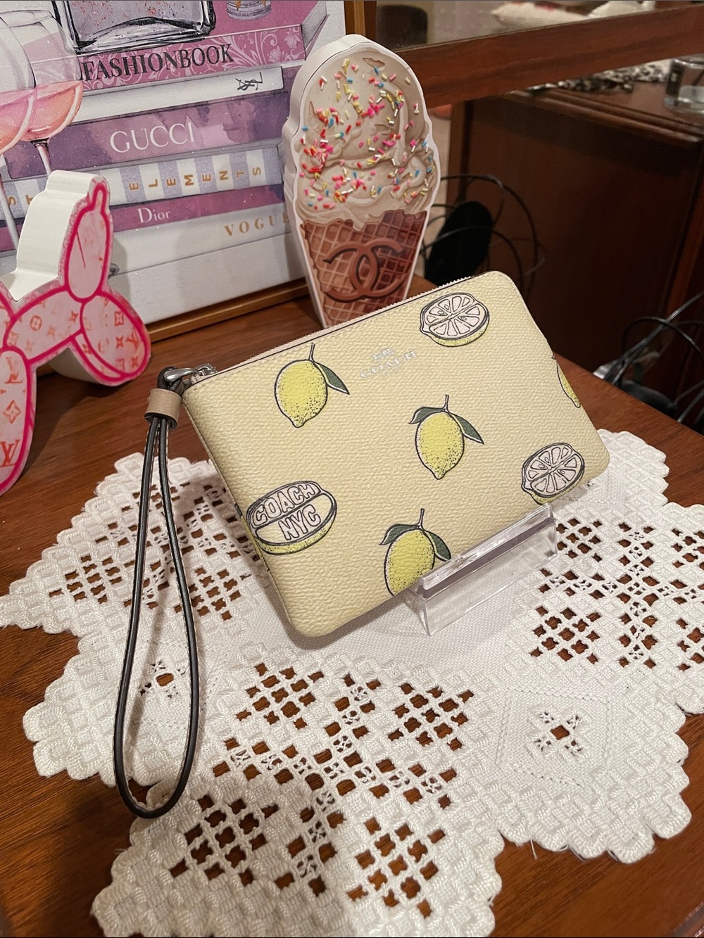 Coach Yellow Lemon Print Wristlet - Picture 2 of 6